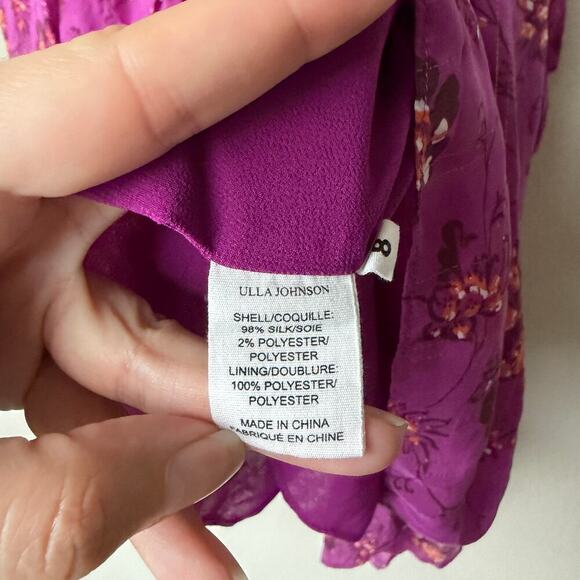 Ulla Johnson Torri Magenta Floral Silk Handkerchief Skirt Size 8 - Picture 5 of 6